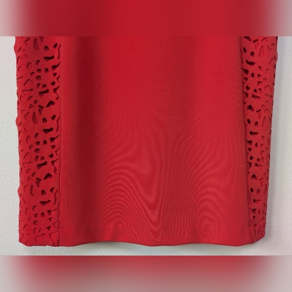 Phoebe Couture Fitted Cutout Lace Orange Red Pencil Chic Mini dress Sz 2 EUC - Picture 8 of 16